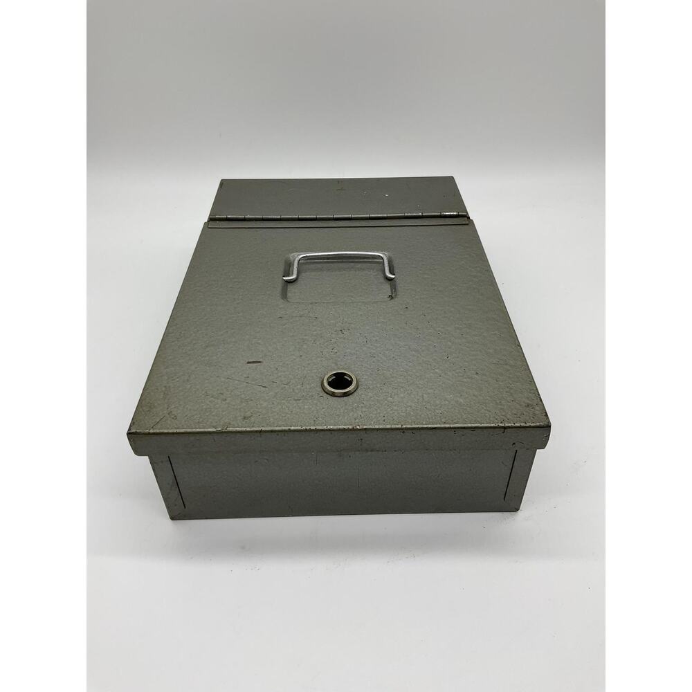 Vintage Protecto Gray Steel Security Lock Box‎ Cash Document Safe No Key